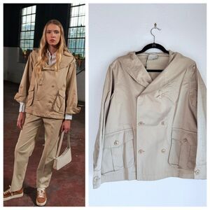 NEW we-ar4 Women's Oversized Double Breasted Smart Utility Jacket in Khaki Sz XS